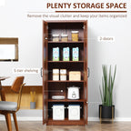 HOMCOM Garde-manger de cuisine 63 pouces à 2 portes, armoire de rangement autoportante avec 5 étagères et 2 étagères réglables pour salle à manger