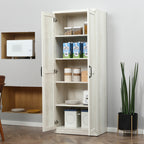 HOMCOM Garde-manger de cuisine 63 pouces à 2 portes, armoire de rangement autoportante avec 5 étagères et 2 étagères réglables pour salle à manger