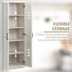 HOMCOM Garde-manger de cuisine 63 pouces à 2 portes, armoire de rangement autoportante avec 5 étagères et 2 étagères réglables pour salle à manger