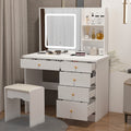 Coiffeuse Kerrogee avec miroir éclairé réglable et tabouret - 100L x 50l x 136H