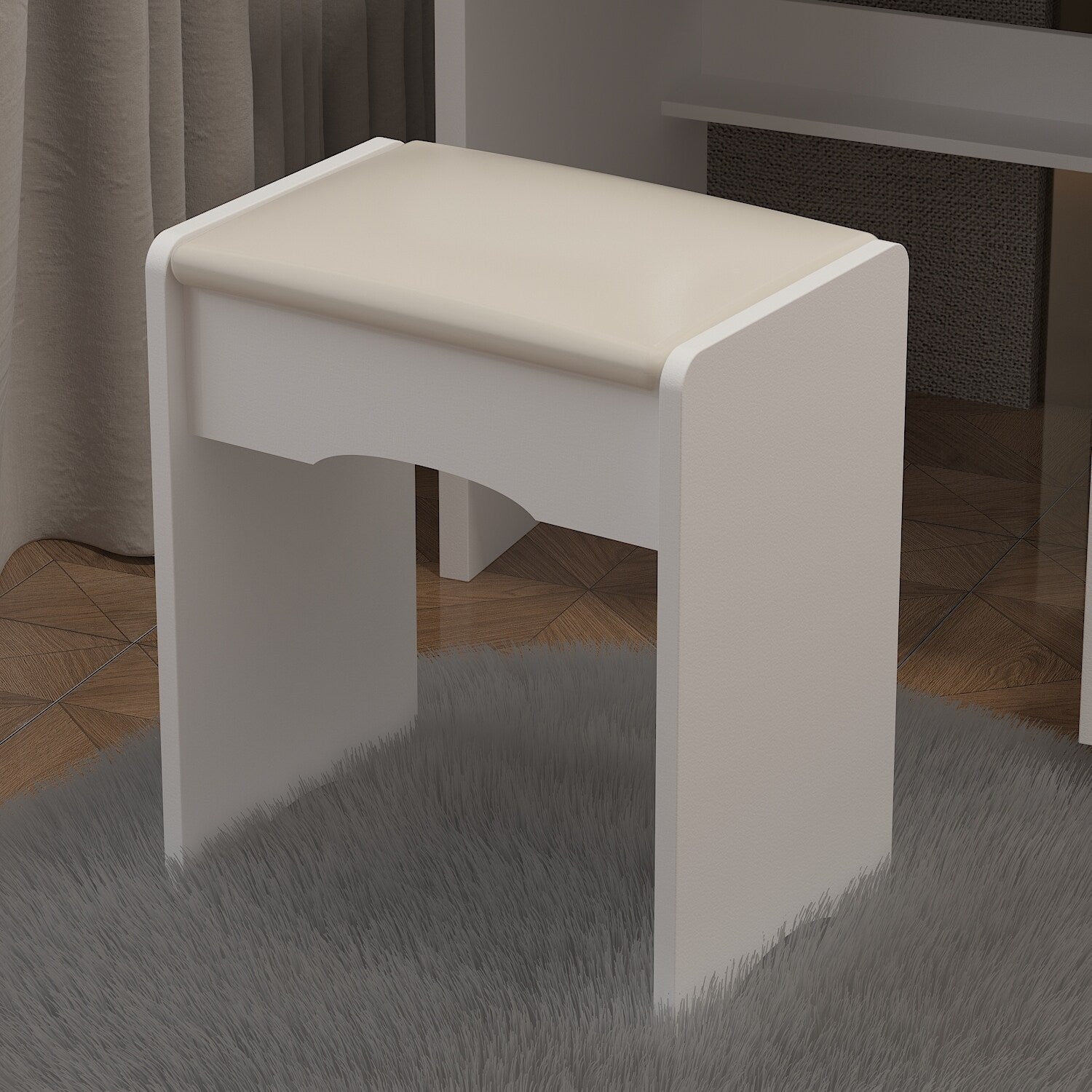 Coiffeuse Kerrogee avec miroir éclairé réglable et tabouret - 100L x 50l x 136H