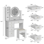 Ensemble de Coiffeuse Maquillage avec Miroir Tactile et Tabouret