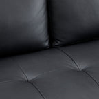 Canapé moderne en cuir véritable avec pieds en bois et coussin traversin supplémentaire