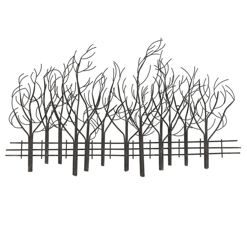 Décoration murale en métal noir : Champ d'arbres