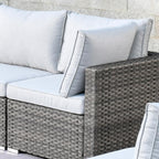 OVIOS Ensemble de 11 pièces de canapé sectionnel en osier avec fauteuils pivotants et foyer
