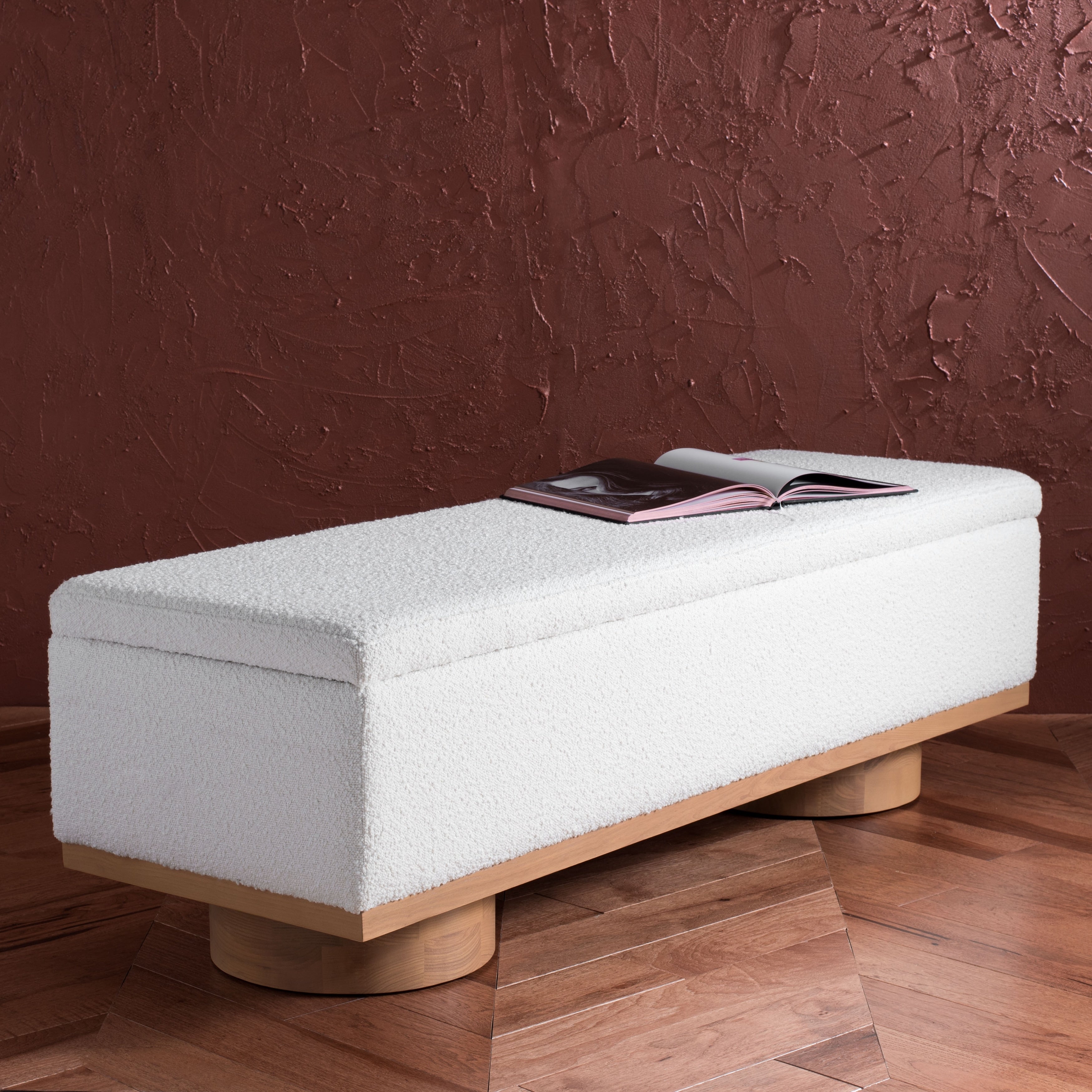 Banc de rangement Sunneva Boucle SAFAVIEH Couture - 61 po L x 20 po P x 19 po H - 61Lx20Px19H