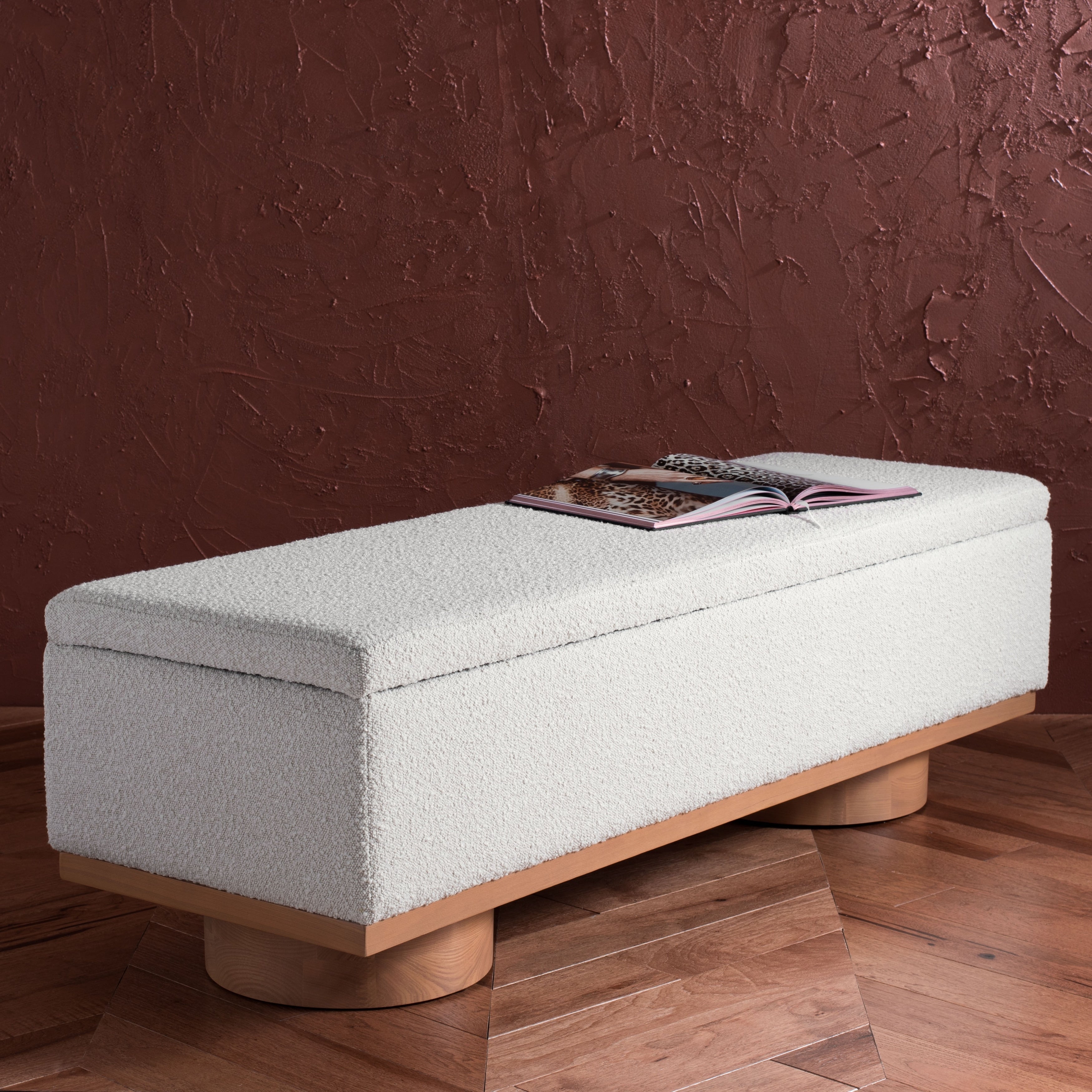 Banc de rangement Sunneva Boucle SAFAVIEH Couture - 61 po L x 20 po P x 19 po H - 61Lx20Px19H