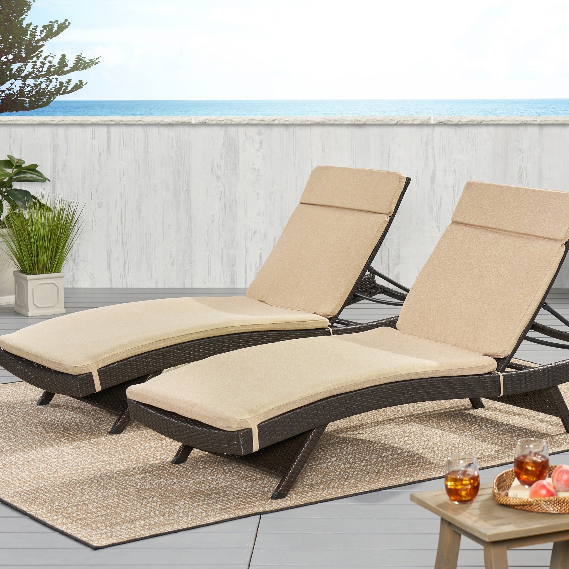 Ensemble de coussins d'extérieur Salem pour chaise longue - Coussins uniquement (lot de 2) par Christopher Knight Home - 79,25L x 27,50W x 1,50H