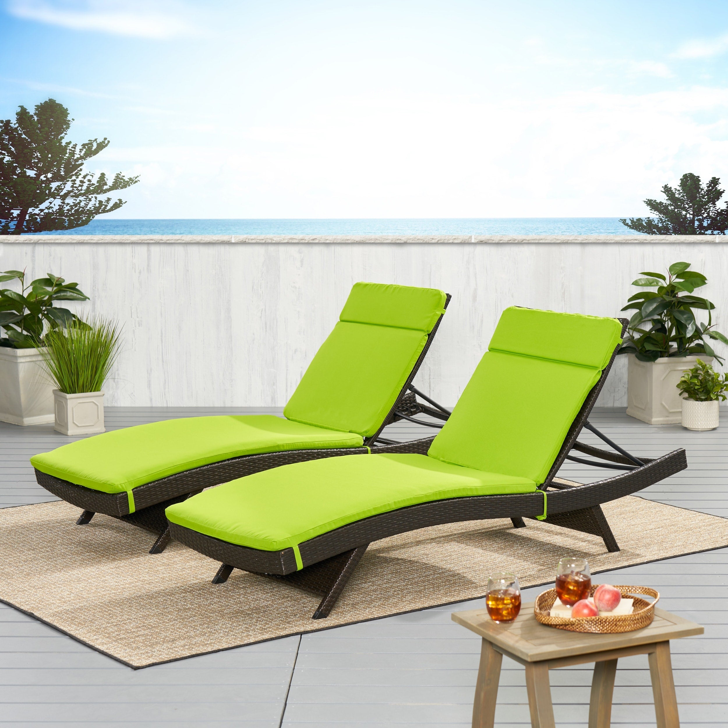 Ensemble de coussins d'extérieur Salem pour chaise longue - Coussins uniquement (lot de 2) par Christopher Knight Home - 79,25L x 27,50W x 1,50H