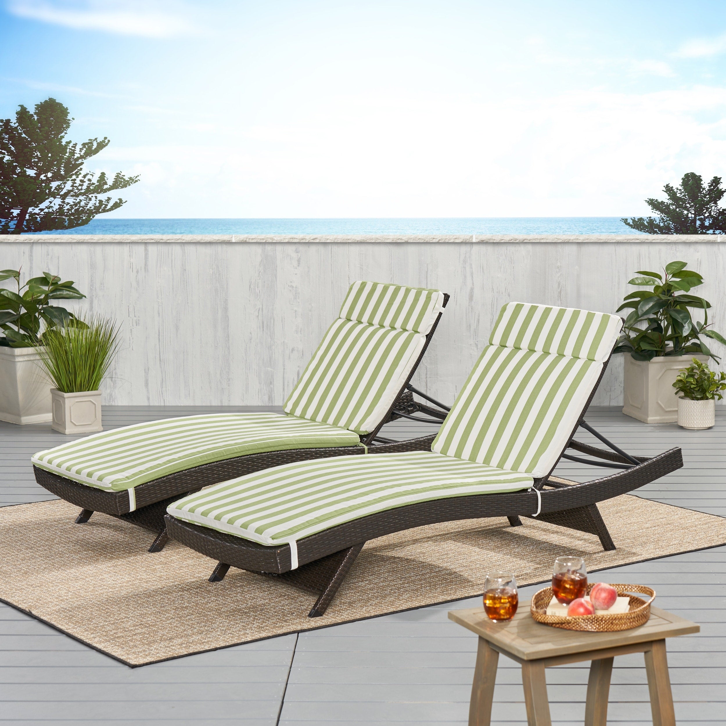 Ensemble de coussins d'extérieur Salem pour chaise longue - Coussins uniquement (lot de 2) par Christopher Knight Home - 79,25L x 27,50W x 1,50H
