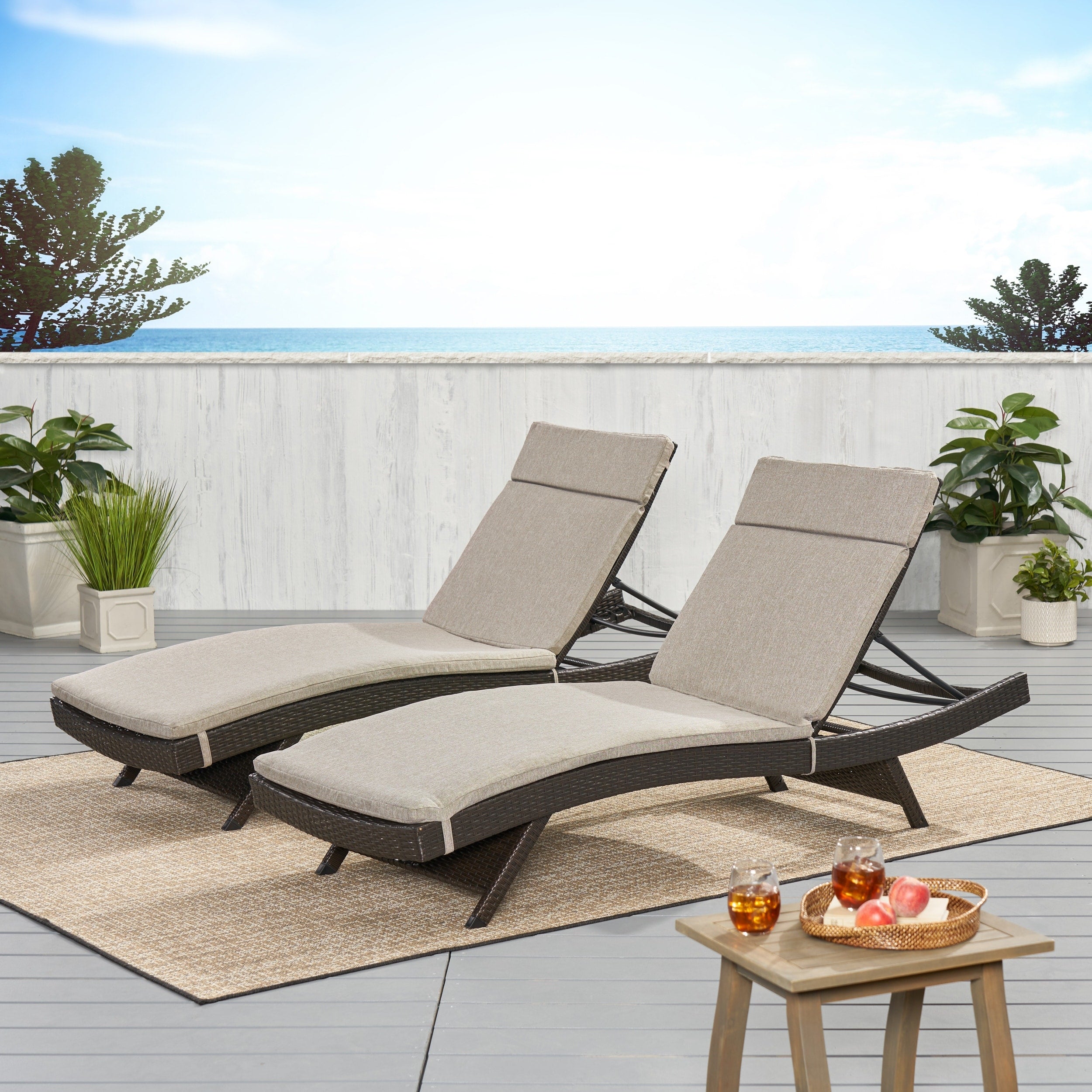 Ensemble de coussins d'extérieur Salem pour chaise longue - Coussins uniquement (lot de 2) par Christopher Knight Home - 79,25L x 27,50W x 1,50H