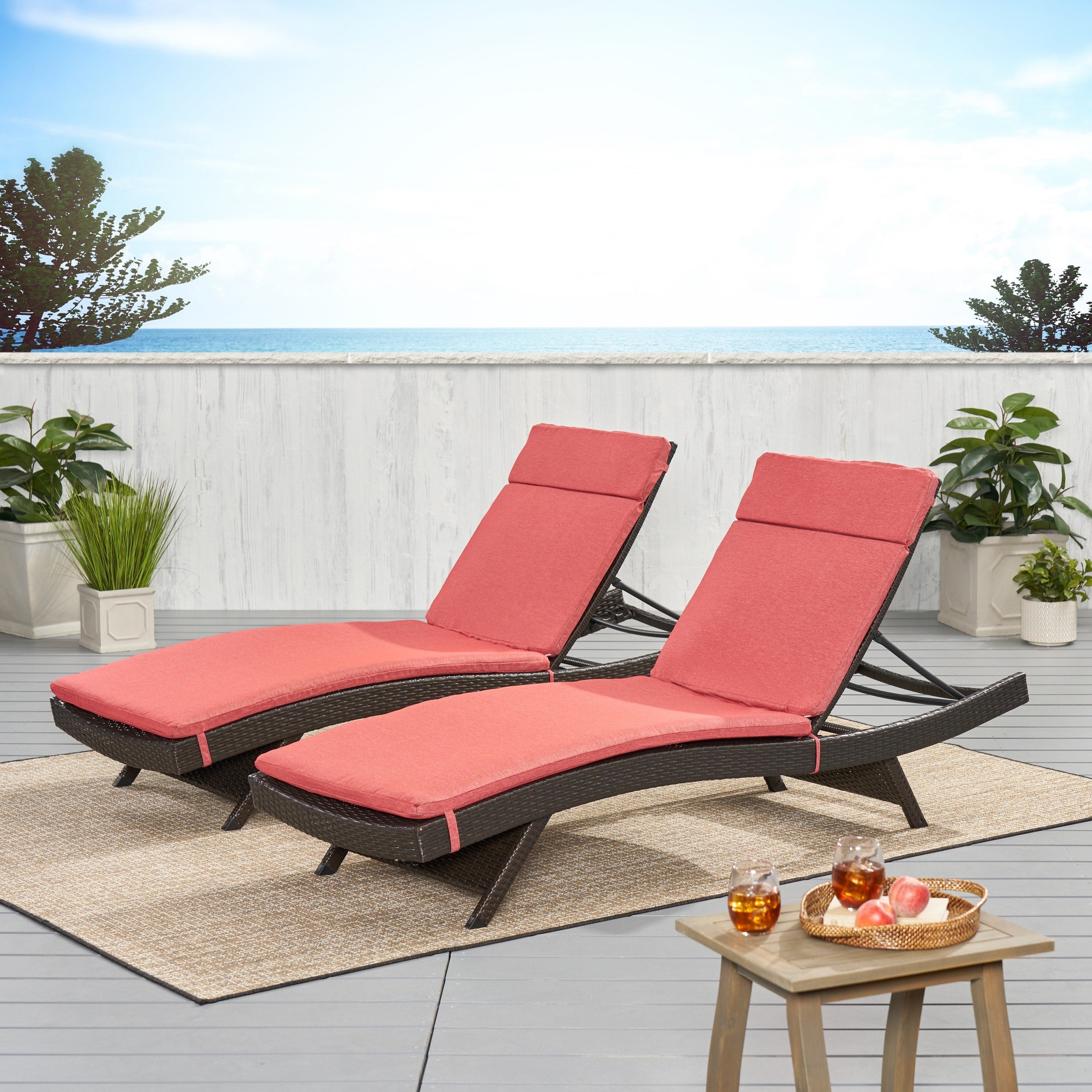 Ensemble de coussins d'extérieur Salem pour chaise longue - Coussins uniquement (lot de 2) par Christopher Knight Home - 79,25L x 27,50W x 1,50H