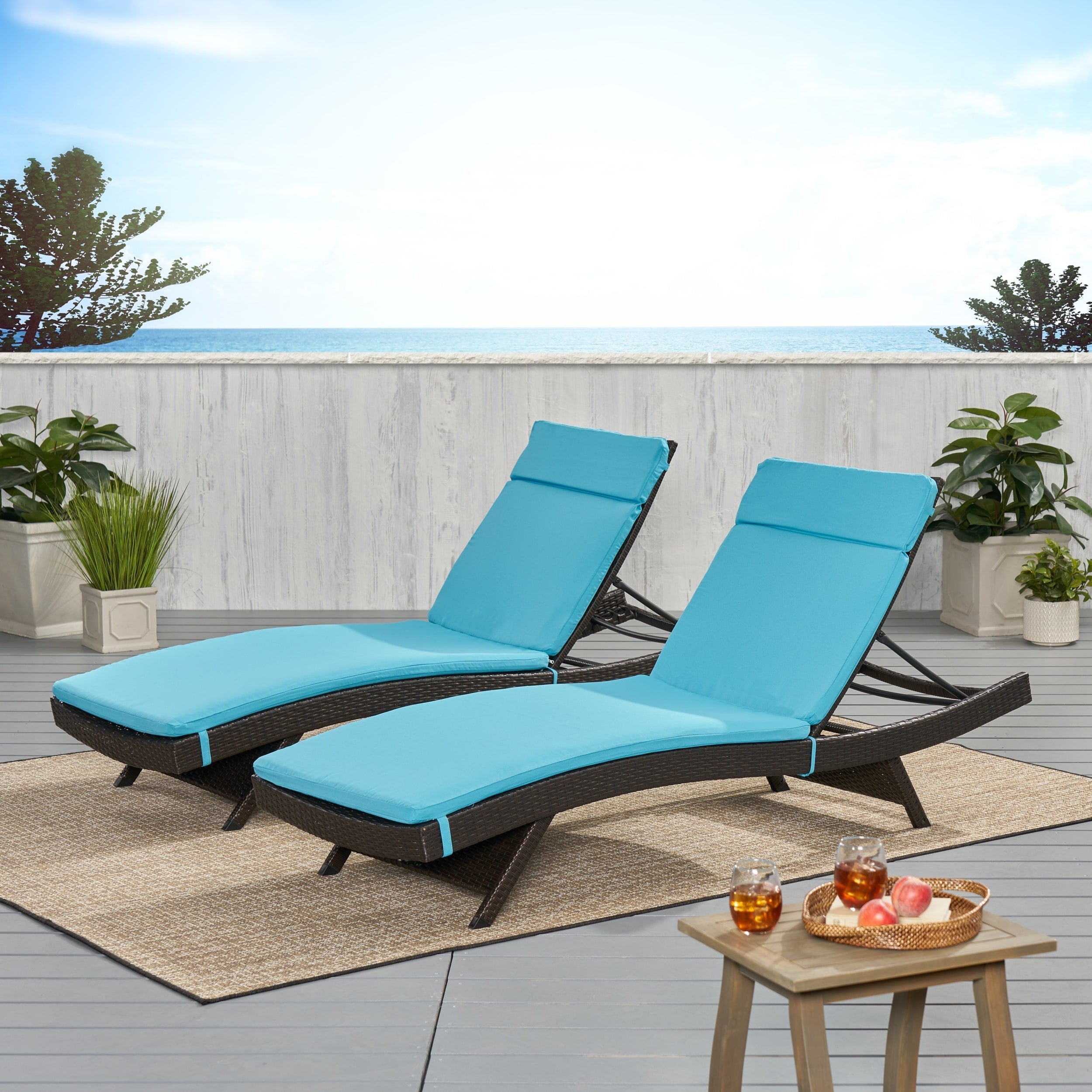 Ensemble de coussins d'extérieur Salem pour chaise longue - Coussins uniquement (lot de 2) par Christopher Knight Home - 79,25L x 27,50W x 1,50H