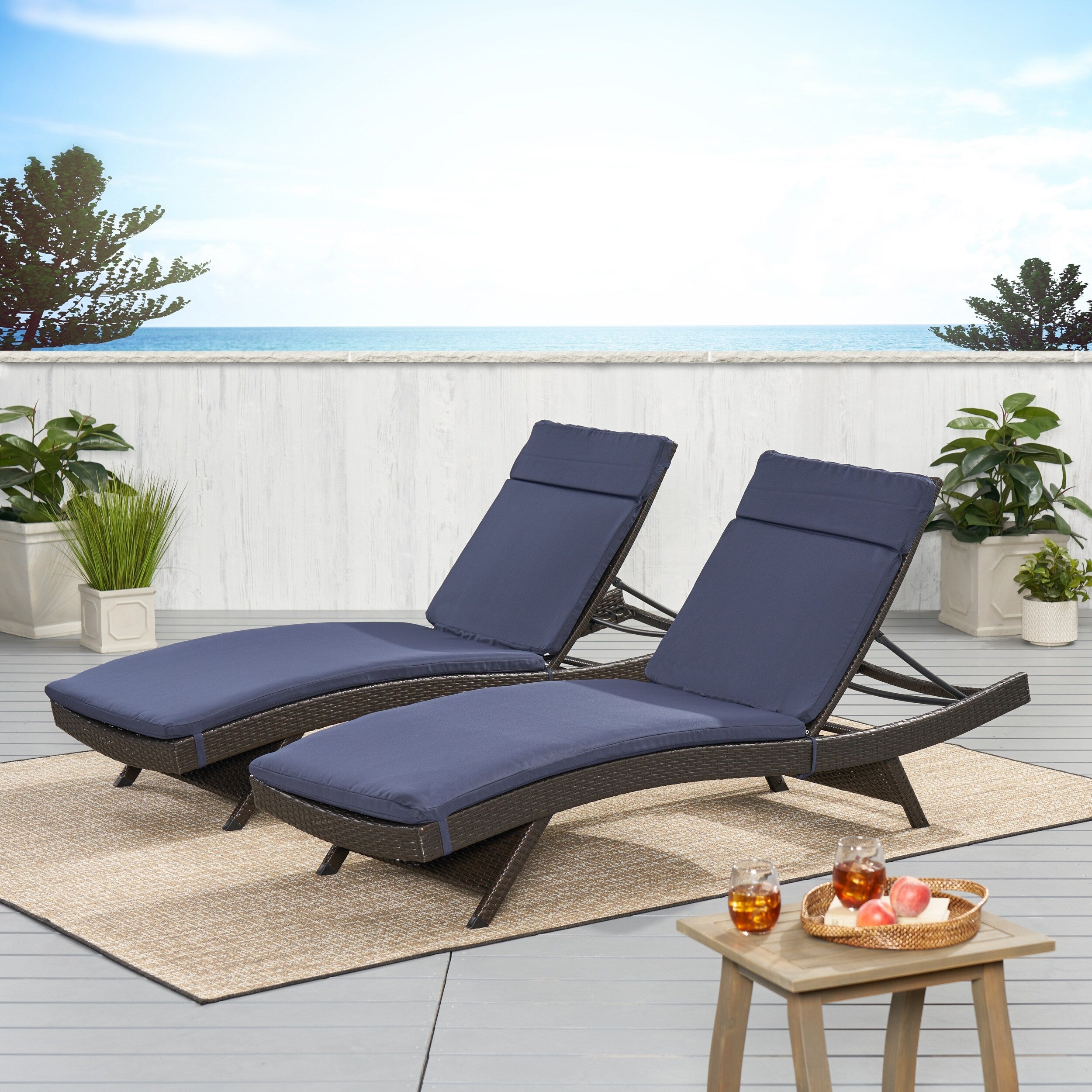 Ensemble de coussins d'extérieur Salem pour chaise longue - Coussins uniquement (lot de 2) par Christopher Knight Home - 79,25L x 27,50W x 1,50H