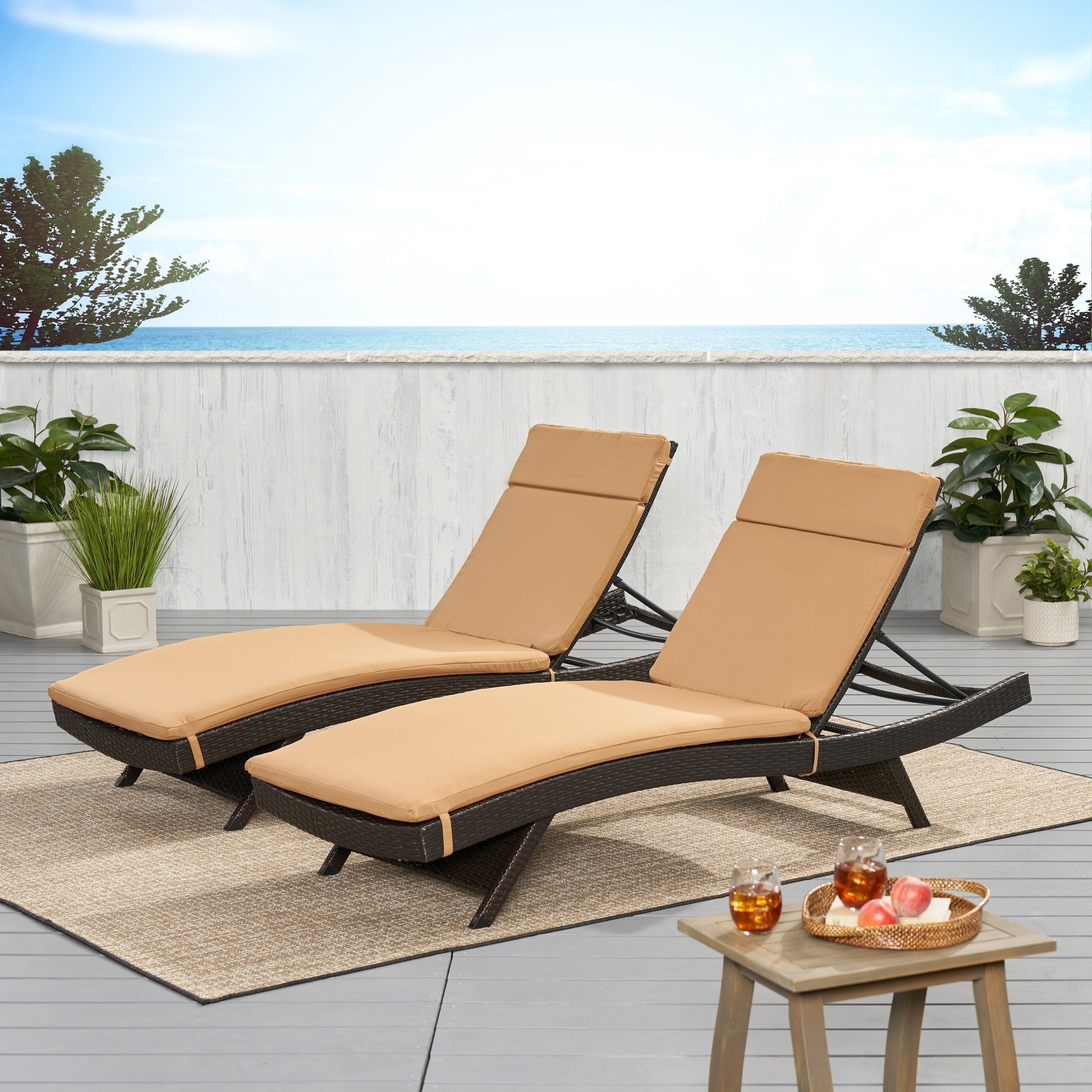 Ensemble de coussins d'extérieur Salem pour chaise longue - Coussins uniquement (lot de 2) par Christopher Knight Home - 79,25L x 27,50W x 1,50H