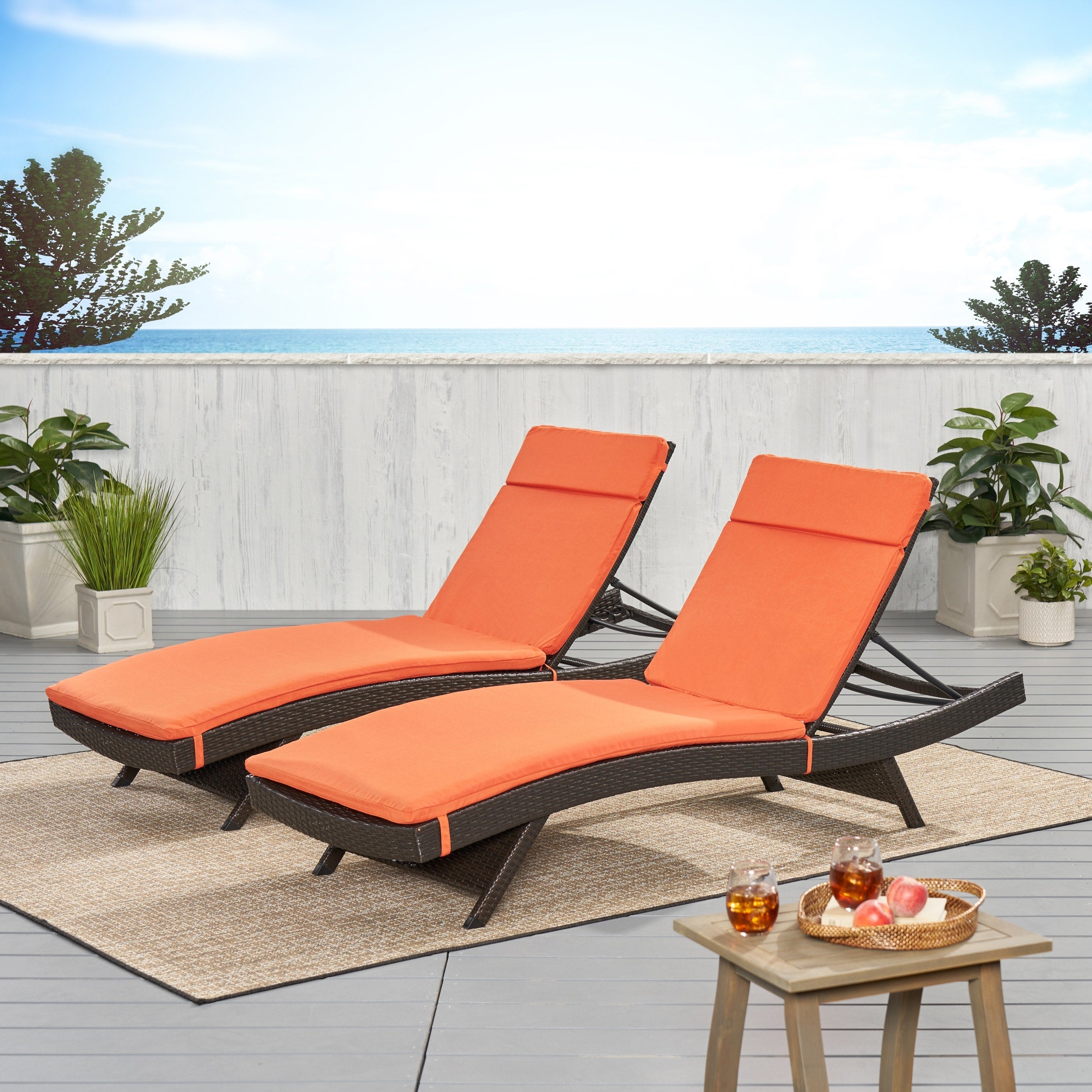 Ensemble de coussins d'extérieur Salem pour chaise longue - Coussins uniquement (lot de 2) par Christopher Knight Home - 79,25L x 27,50W x 1,50H