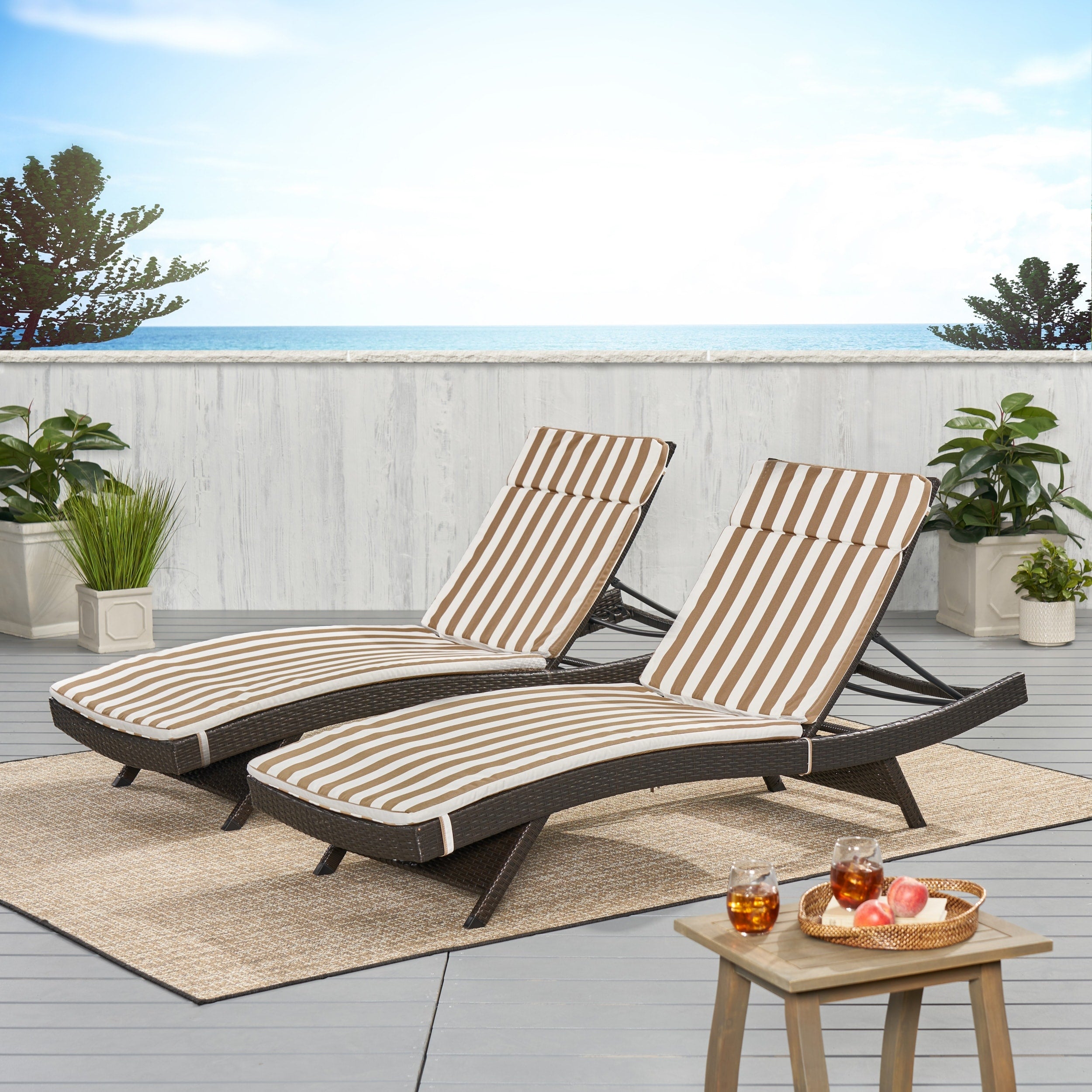 Ensemble de coussins d'extérieur Salem pour chaise longue - Coussins uniquement (lot de 2) par Christopher Knight Home - 79,25L x 27,50W x 1,50H