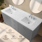 Meuble-lavabo de salle de bain Vanity Art 72 po à double vasque avec dessus en marbre reconstitué