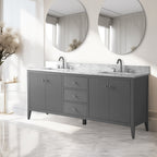 Meuble-lavabo de salle de bain Vanity Art 72 po à double vasque avec dessus en marbre reconstitué