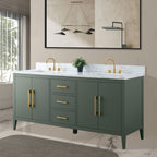 Meuble-lavabo de salle de bain Vanity Art 72 po à double vasque avec dessus en marbre reconstitué