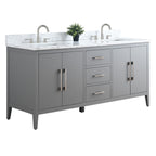 Meuble-lavabo de salle de bain Vanity Art 72 po à double vasque avec dessus en marbre reconstitué