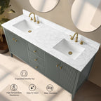 Meuble-lavabo de salle de bain Vanity Art 72 po à double vasque avec dessus en marbre reconstitué