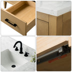 Meuble-lavabo de salle de bain Vanity Art 72 po à double vasque avec dessus en marbre reconstitué