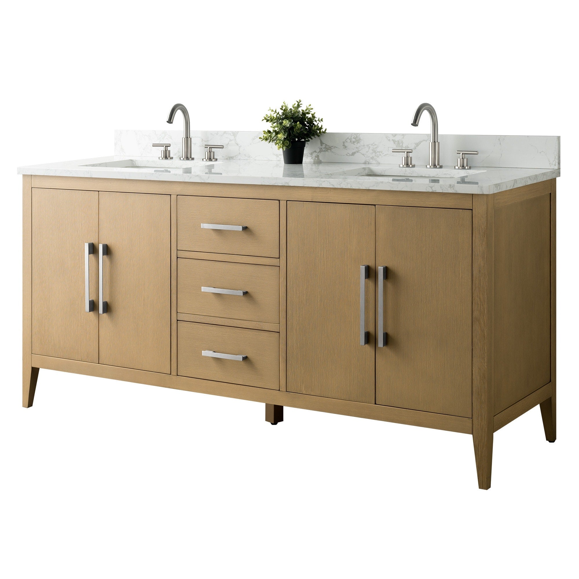 Meuble-lavabo de salle de bain Vanity Art 72 po à double vasque avec dessus en marbre reconstitué