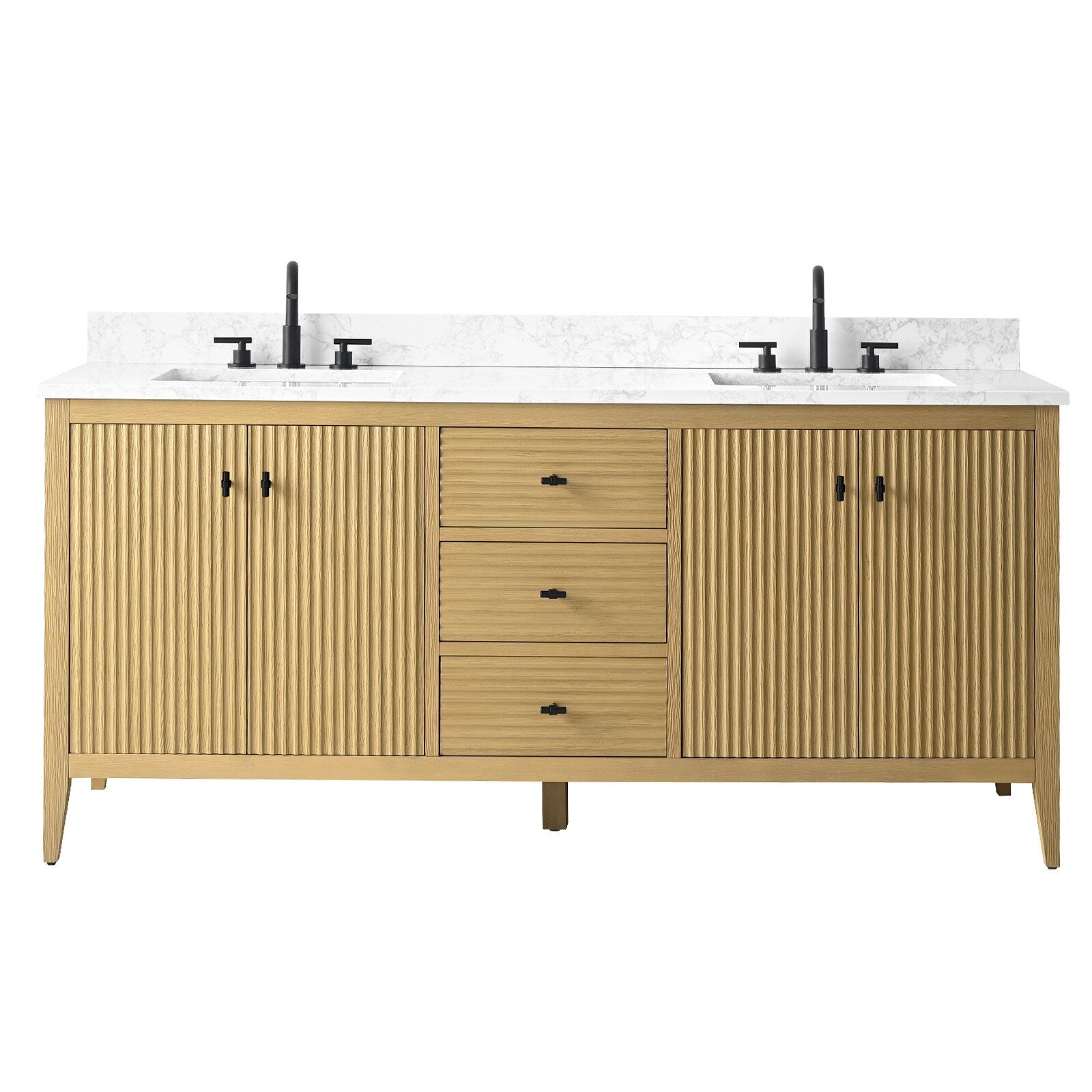 Meuble-lavabo de salle de bain Vanity Art 72 po à double vasque avec dessus en marbre reconstitué