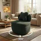 Fauteuil pivotant à 360° avec rangement dissimulé, fauteuil baquet ergonomique avec revêtement moelleux pour salon, chambre et bureau