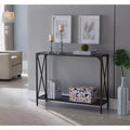 Kings Brand Furniture Table console Kandin moderne avec étagère de rangement, étain/verre noir - Idéale pour les entrées et les salons