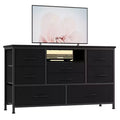 Commode à 8 tiroirs pour chambre à coucher, commode avec bacs en tissu, meuble TV pour téléviseurs jusqu'à 55 pouces, commode de rangement en tissu pour couloir