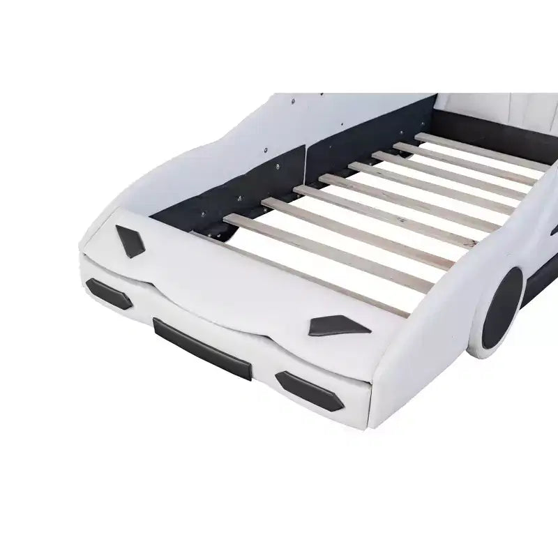 Lit Plateforme Jumeau Whisen au Design Cool en Forme de Voiture de Course avec Roues