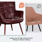 Yaheetech Lot de 2 fauteuils d'appoint touffetés à dossier haut en similicuir d'inspiration mi-siècle avec pieds en métal imitation bois pour salon, chambre à coucher, appartement