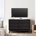 Commode à 6 tiroirs pour chambre à coucher, commode moderne de 120 cm, meuble TV en bois, armoire de rangement pour placard ou salon, noir