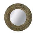 Miroir Mural Rond en Bois Or et Noir de 75 cm avec Texture Tressée