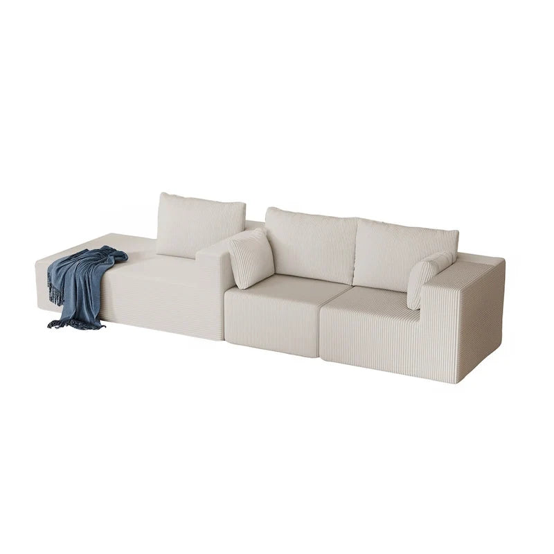 Canapé modulaire d'angle en velours côtelé 108.3 avec méridienne