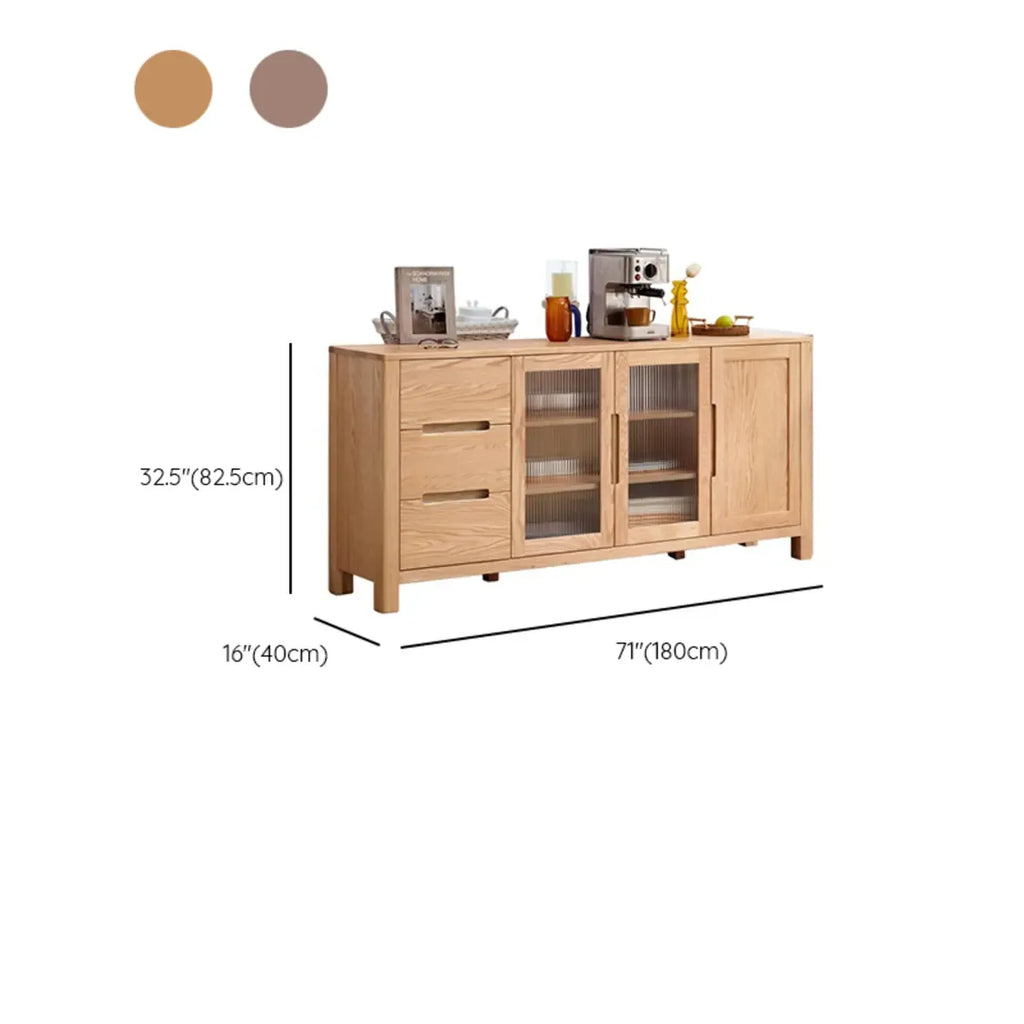 Buffet moderne en bois avec étagères et tiroirs