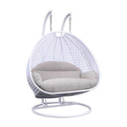 LeisureMod Fauteuil suspendu œuf 2 places avec support - Balançoire / hamac de patio en rotin osier pour extérieur/intérieur avec coussins