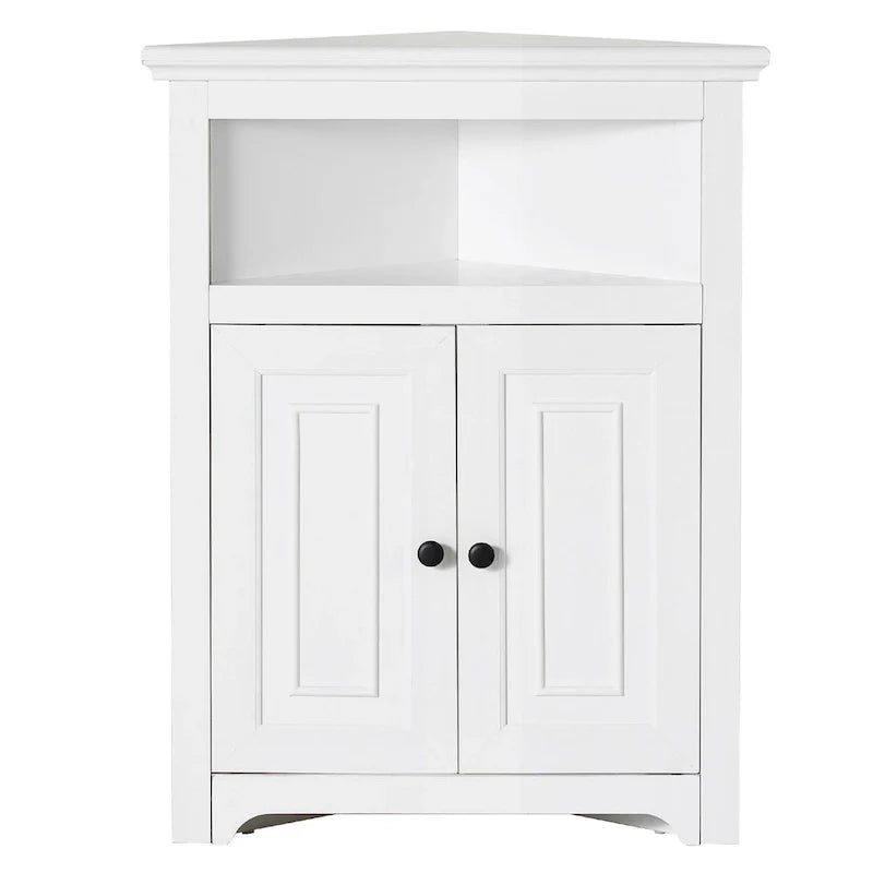 Meuble d'angle 32 avec 2 portes et étagères réglables pour rangement domestique - 25,4 x 12,8 x 33,3 po