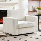 Mjkone Fauteuil pivotant moderne 360°, Fauteuil carré rembourré, Canapé simple confortable en chenille