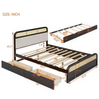 Lit plateforme en bois Whisen, format grand lit, avec lit gigogne et 2 tiroirs