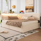 Lit de repos d'angle rembourré GDFStudio Camden avec tête de lit de chargement USB et dossier capitonné