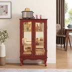 Vitrine à 2 portes avec portes en verre trempé, panneau arrière miroir, étagères réglables et éclairage pour le bureau à domicile