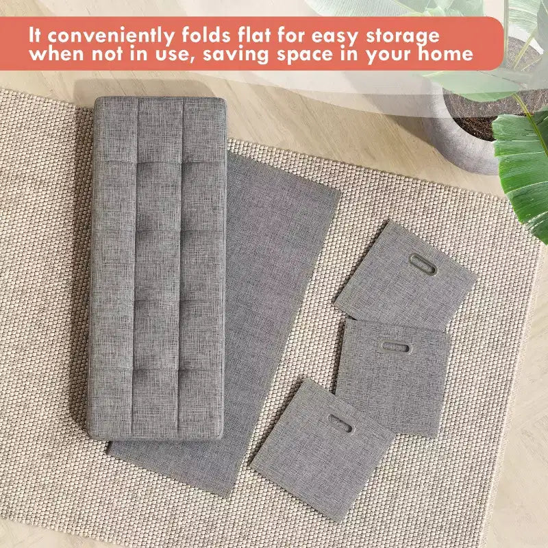 Banc de rangement pliant Ornavo Home de 101,6 cm avec tiroirs, parfait pour le salon, la chambre et l'entrée