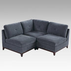 Ensemble canapé d'angle modulable et fauteuil sans accoudoirs 3 pièces en tissu chenille