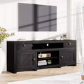 Meuble TV de Ferme pour Téléviseur Jusqu'à 80 Pouces, Long Meuble Télé avec 4 Tiroirs de Rangement et 3 Étagères Ouvertes pour Salon, Chambre - Noir
