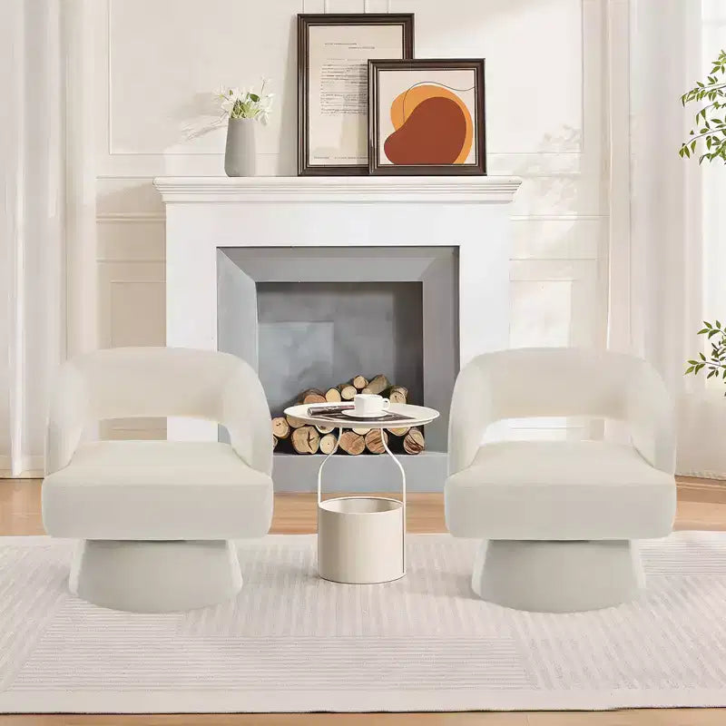 Fauteuil pivotant - Fauteuil moderne rembourré avec dossier rayé et rembourrage moelleux, chaise longue ronde pour salon, chambre à coucher (1 pièce)