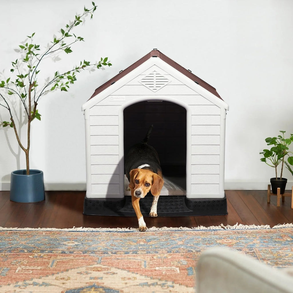 Niche pour chien en plastique BOSSIN, pour chiens de petite à grande taille, abri isolé intérieur/extérieur avec plancher surélevé