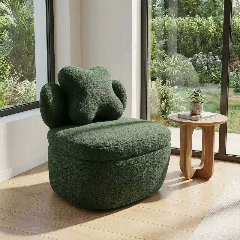 Fauteuil pivotant à 360° avec compartiment de rangement - Fauteuil de salon en velours moelleux pour salon, chambre, bureau - Vert